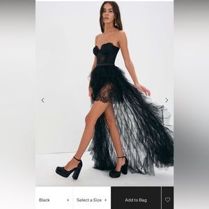 For Love and lemons X REVOLVE hi Lo black gown women’s size medium NWT.